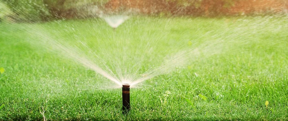 Lawn in Memphis, TN, with sprinkler irrigation system.