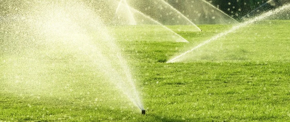 Several sprinkler heads on a lawn in Memphis, TN.